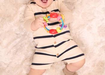 Rampers Sinsay 56 dzianina bawełna paski rompers body chłopięcy