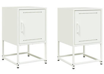 Szafki nocne 2 szt. białe 36x39x605 cm stal WM-846457