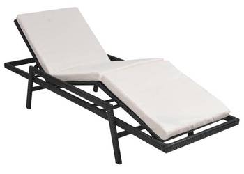 vidaXL Leżak ogrodowy z poduszką, polirattan, czarny(SKU:43108)