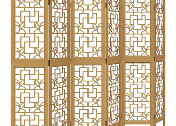 Parawan pokojowy 6-panelowy brązowy lite drewno paulowni WM-358874