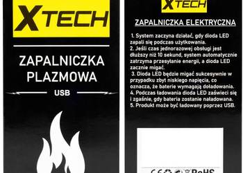 Elektryczna Zapalniczka Plazmowa Ładowana na USB z Diodą LED xTech- Srebrna