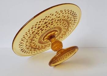 Patera / mała tortownica Romby i Guziczki Ząbkowice kolorowe szkło PRL