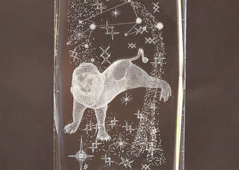 Kryształ 3D, grawer wewnętrzny, Zodiak LEW gift na urodziny