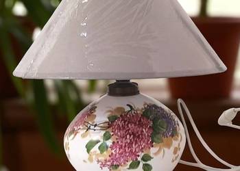 Lampa szkło opalinowe ręcznie malowane Francja lata 50te