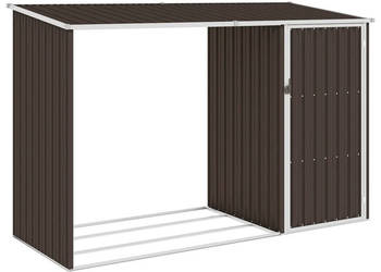 Szopa z wiatą na drewno brązowa 245x98x159 cm stal WM-46296