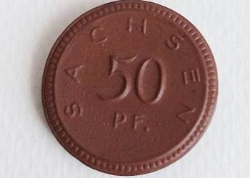 50 PFENNING-1921 r - SACHSEN - PORCELANA - ŁADNA ,RZADKA