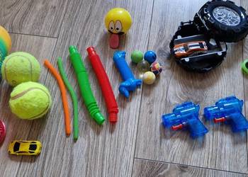 zabawki zestaw 19szt spinner auto pistolet na wodę sprężynka piłeczki gumow