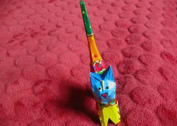 KOT - Na pierścionki - Drewno Stara rzeźba 11,5 x 5,5 x 2 cm Indonezja