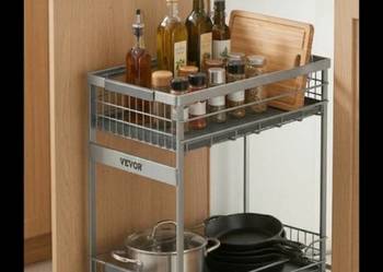 Nowy dwupoziomowy kosz cargo organizer wysuwany do szafki Vevor 18,5cm