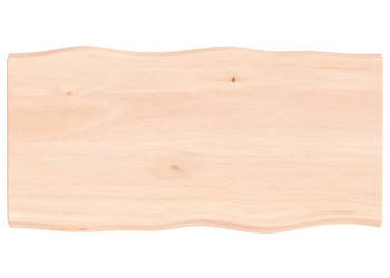 Blat stołu 100x50x(2-4)cm surowy lity dąb naturalną krawędzią WM-363885