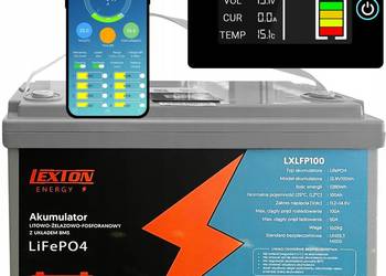 AKUMULATOR 12V 100AH LiFePO4 BMS DO ŁODZI PIECA KAMPERA PANELI FOTOWOLTAIKA