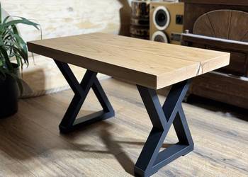 Stolik kawowy dębowy lity z grubego litego dębu Ręcznie wykonany Loft