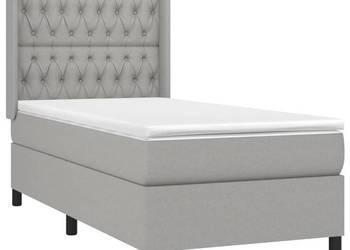 Łóżko kontynentalne z materacem jasnoszare tkanina 90x200 cm WM-3138525