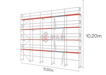 NOWE Rusztowanie elewacyjne Rusztowanie 12,5x10,2m Podesty drewniane