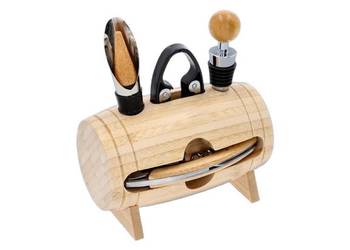 Zestaw do Wina w Drewnianej Beczce Komplet Akcesoriów Winiarskich