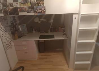 Łóżko piętrowe "IKEA" z biurkiem, biurko, szafa, materac 200x90
