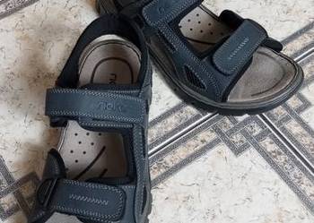 Rieker letnie skórzane męskie sandały na paski rzepy 42