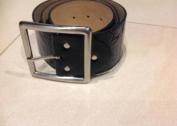 Szeroki Pasek Skórzany Damski Czarny rozm M - L Czarny Skóra Naturalna