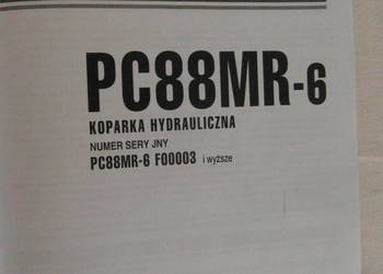 dtr instrukcja obsługi koparka komatsu pc88mr-6 i inne