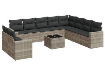 11-cz. zestaw mebli ogrodowych z poduszkami szary rattan PE WM-3219172