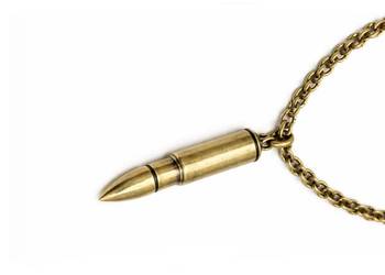 Naszyjnik Ozdobny Pocisk Nabój Amunicja Kolor Starego Złota 65 cm