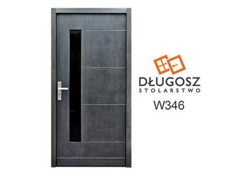 Drzwi DŁUGOSZ zewnętrzne nowoczesne drewniane dąb szary antracyt GOTOWE