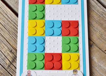 Kartka urodzinowa dla chłopca Lego ręcznie robiona