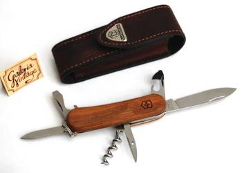 Victorinox Evowood nowy szwajcarski scyzoryk drewniany skórzane etui