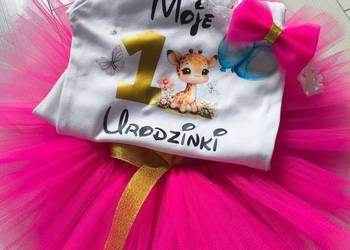 Komplet tutu na pierwsze urodziny roczek rok mstylroczek.pl żyrafka
