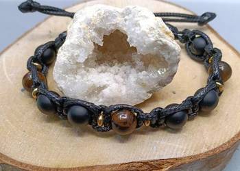 Bransoletka kamień naturalny tygrysie oko hematyt obsydian