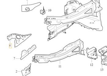 VOLVO S90 V90 XC90 II lewy wspornik podluznicy OE 32318181