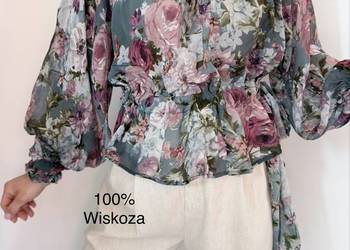 Taranko zwiewna bluzka z falbankami 100% wiskoza długi rękaw 34 XS