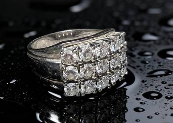 Pierścionek z białego złota 585 – 15 brylantów 1,63 ct, RG 58, 7,2 g