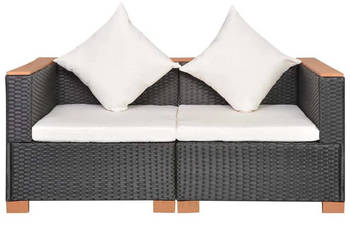 Sofa ogrodowa, rattan PE, czarna