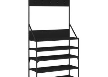 Wieszak na ubrania z miejscem na buty czarny 90x34x184 cm WM-837877