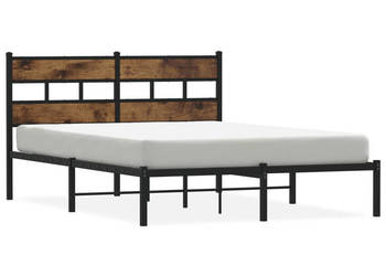 Łóżko Czarne Metalowe Rama Łóżka Metalowa Ze Stelażem 140x190 cm WM-4017053