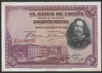 Hiszpania 50 peset 1928 - DIEGO VELAZQUEZ