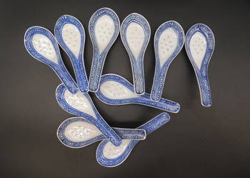 Chińskie porcelanowe łyżki, 10 szt., porcelana ryżowa