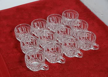 Komplet 12 szklanych filiżanek/kubków Vintage PRL – Stan Idealny