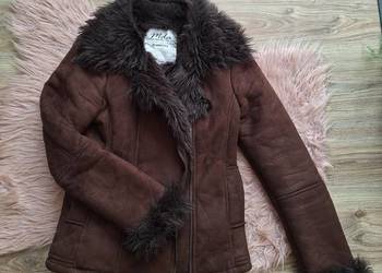 Przepiękne brązowe futro kożuch zimowy ciepły 40 hit