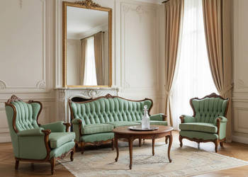 LUDWIK KOMPLET MEBLI do SALONU ZESTAW salonowy KANAPA 2 FOTELE BUK TKANINA