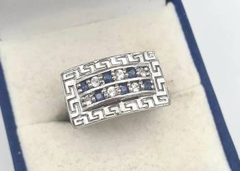 Pierścionek srebro 925 z szafirami Kanchanaburi (0,504 ct), certyfikat