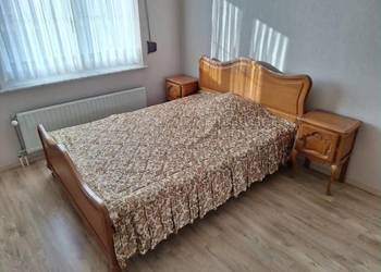 meble, antyk, Eleganckie łóżko + 2 szafki nocne z litego dębu