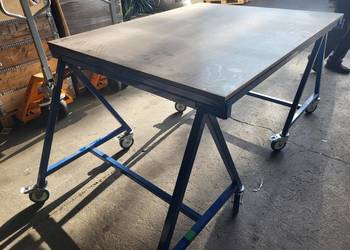 Stół warsztatowy mobilny rozkładany, blat 150 x 120 cm