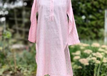 Tunika indyjska M 38 różowa róż bawełna orient boho hippie kurta kameez