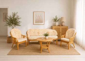 Vintage Komplet Mebli Rattanowych