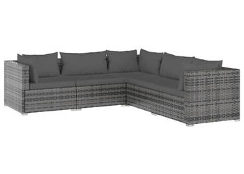 5-cz. zestaw wypoczynkowy do ogrodu poduszki rattan PE szary WM-3101701