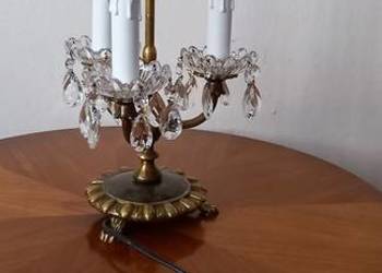 Trzyramienna, mosiężna lampka z kryształami. Wysyłka