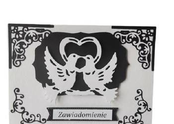 Zawiadomienia Ślub Gołębie Z Sercem C6  Czerń - Biel