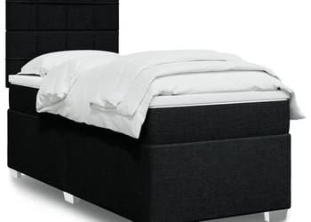 Łóżko kontynentalne z materacem czarne tkanina 90x190 cm WM-3290345